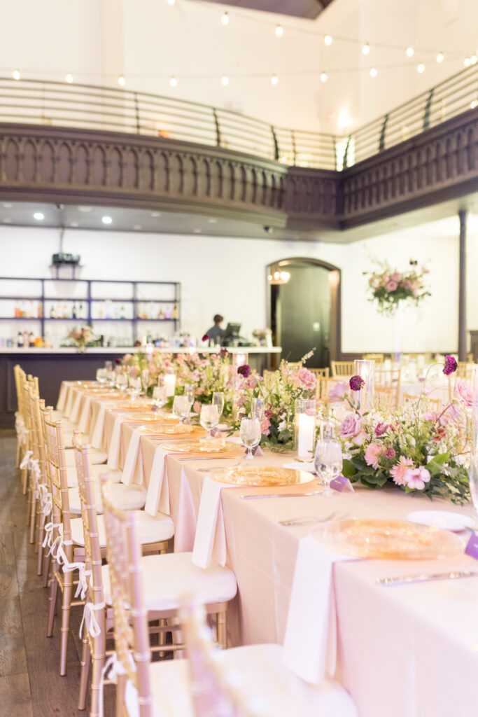 Elegant wedding design at The Transept, a unique Cincinnati wedding venue