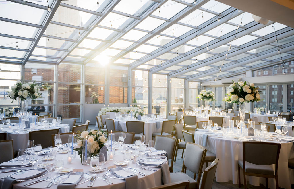 Reception setup at Lytle Park Hotel, a luxury downtown Cincinnati wedding venue